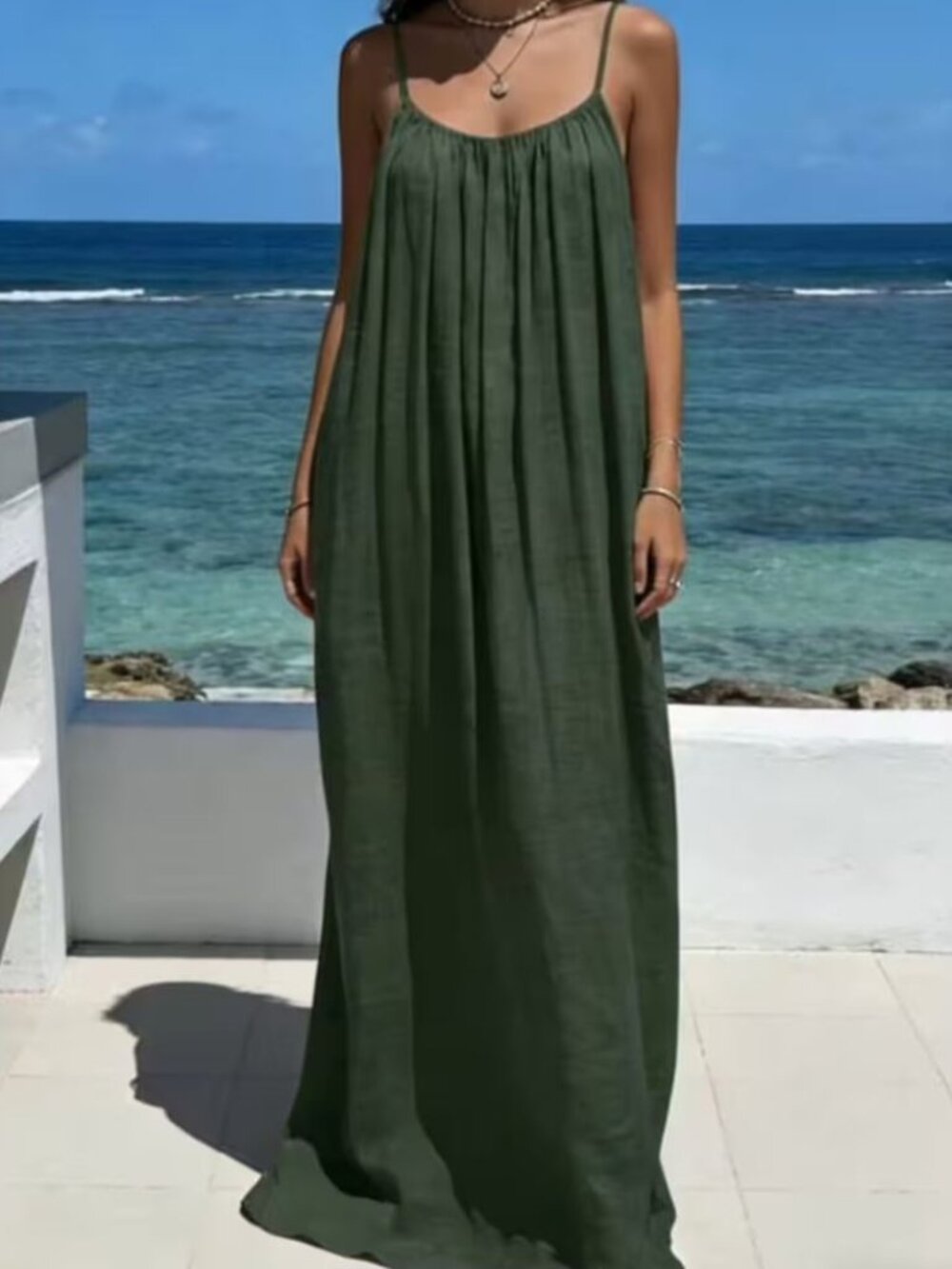 NEW Backless Cami Dresses for Women - Army Green - size 2XL